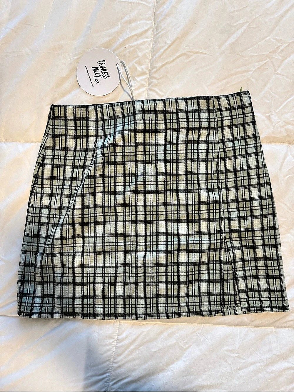 Princess Polly Spencer Mini Skirt Plaid Green & Black
